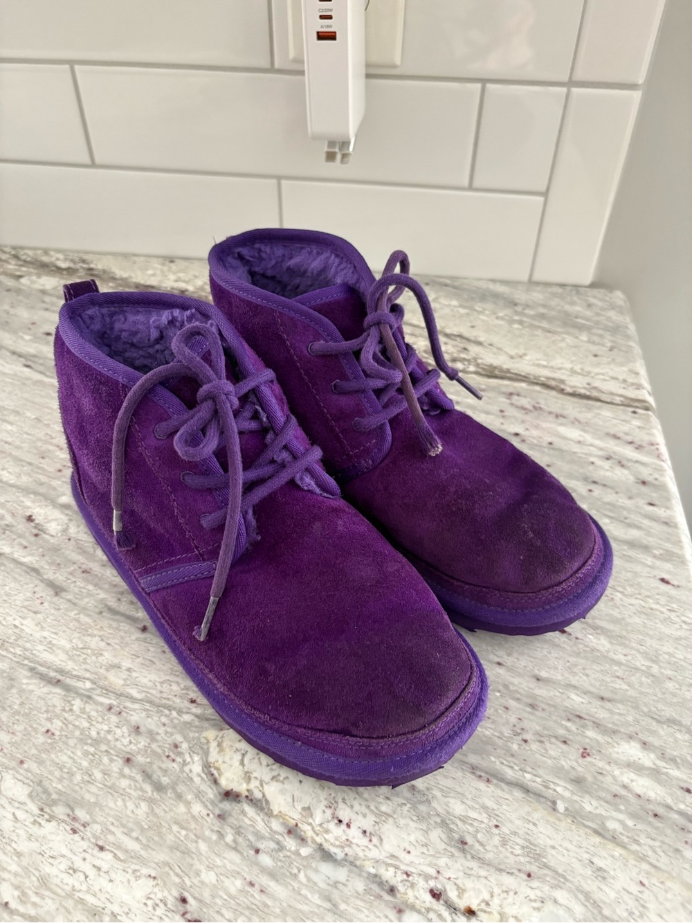 UGG Purple Suede Lace-Up Ankle Boots 5